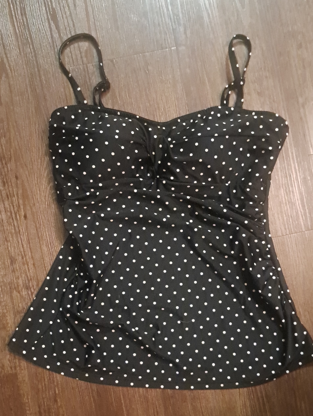 Christina Black & White Polka Dot Tankini Swimsuit Top – Size 14